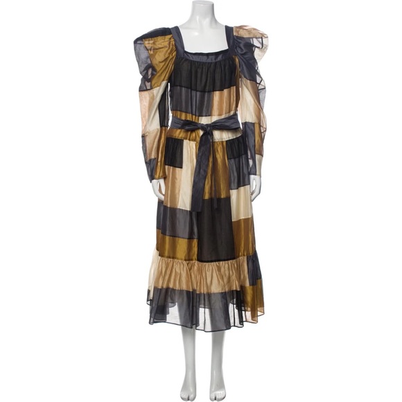 NWT Ulla Johnson Ismene Patchwork Cotton Silk dress - Picture 10 of 12